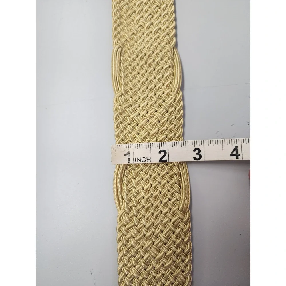Lauren Ralph Lauren Belt Woven Weave Gold‎ D-Ring Adjustable Classic Style 43